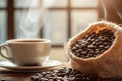 Café bio en grain avec des arômes riches et naturels