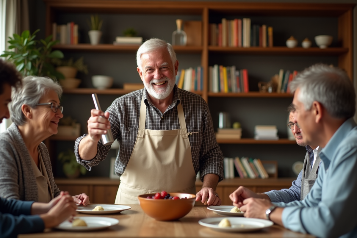 Homme âgé montrant l