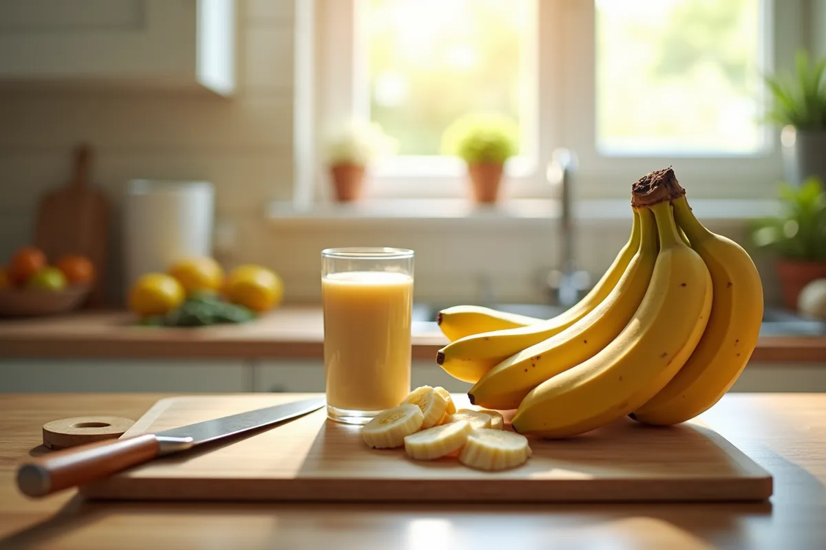 Bananes fraîches sur une table avec des conseils diététiques