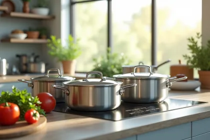 Casseroles et poêles avec différents revêtements de cuisson