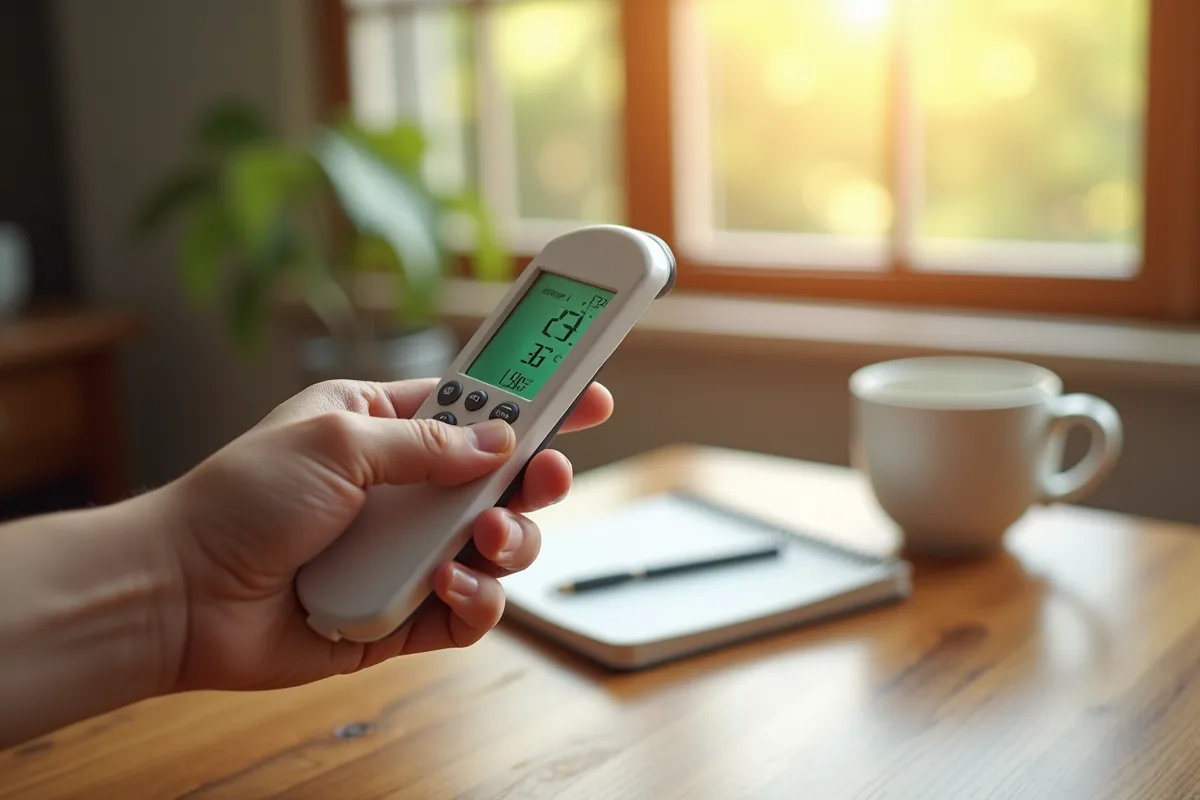 Thermomètre posé dans une poche avec des accessoires de cuisine