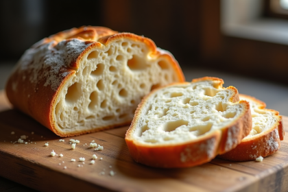 Pain de campagne tranché avec croûte dorée et mie aérée