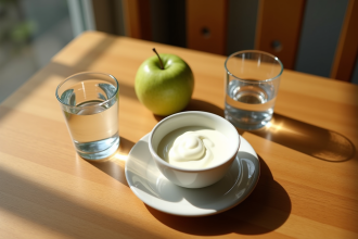 Personne en jeûne prêt à rompre son jeûne avec une pomme verte