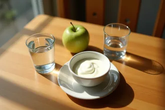 Personne en jeûne prêt à rompre son jeûne avec une pomme verte