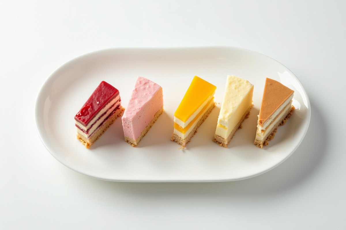 Tranches de gâteaux à la crème sur une assiette blanche