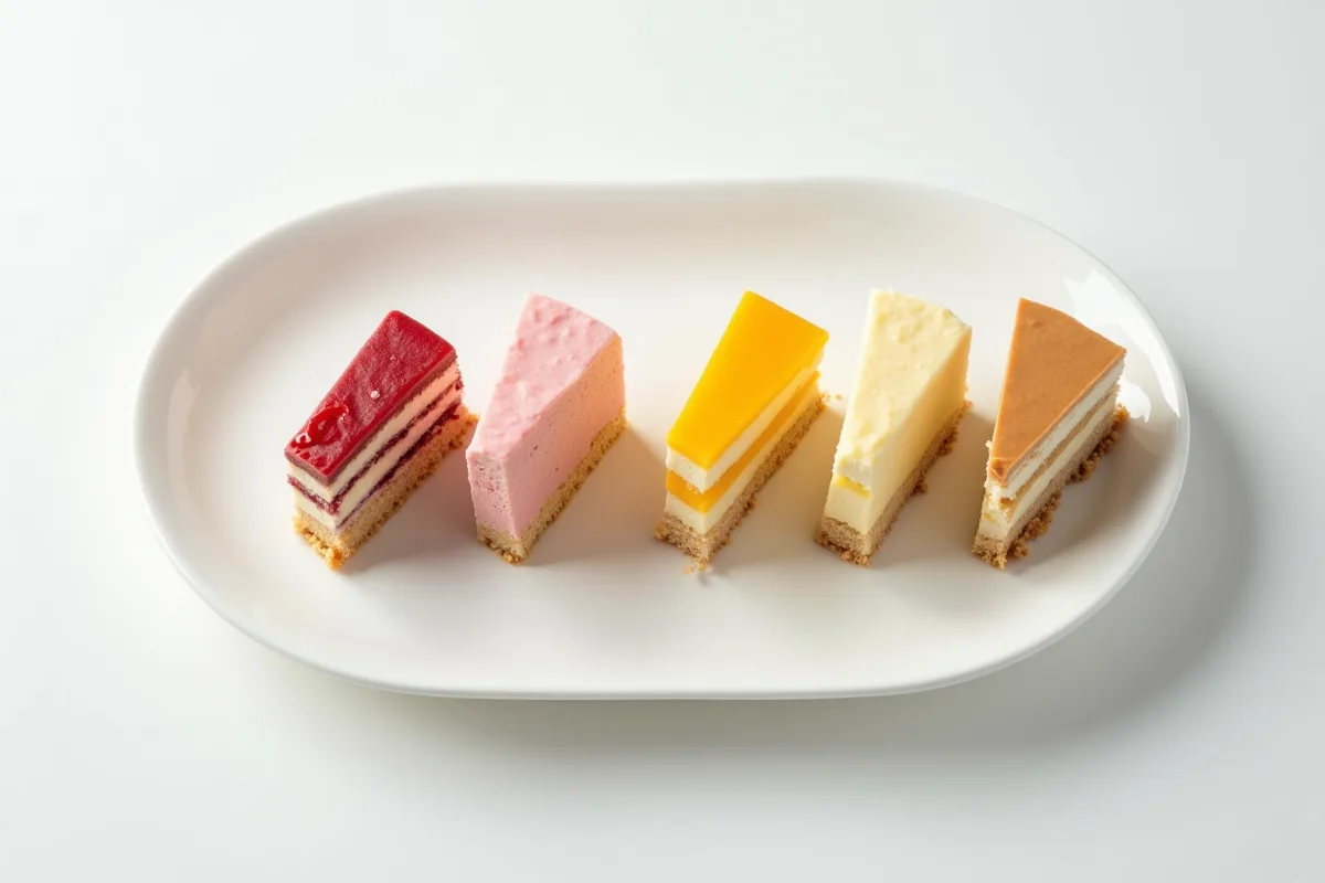 Tranches de gâteaux à la crème sur une assiette blanche